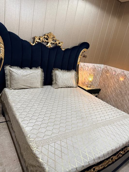 Soft texture velvet bedsheet by Al Ghani O Nisar with elegant design, shown in a close-up image.