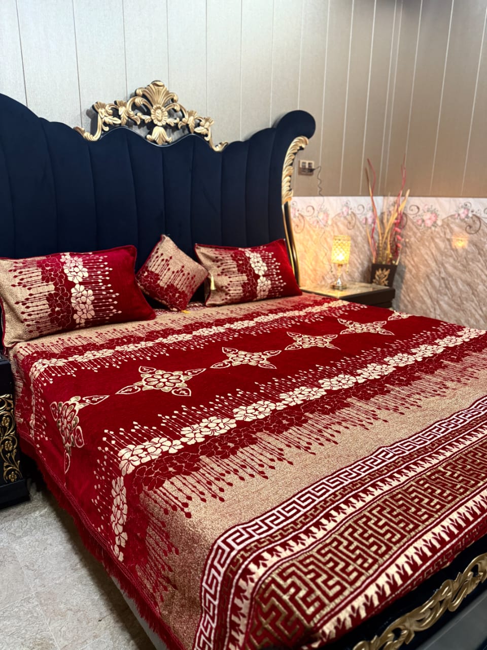 Al Ghani O Nisar Jovial Jacquard bedsheet with intricate woven pattern in soft, elegant fabric for a luxurious bedroom decor.