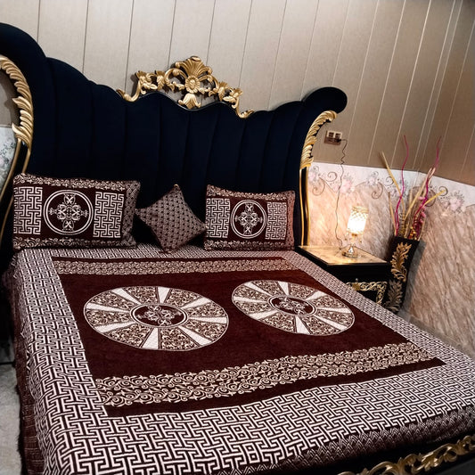 Al Ghani O Nisar Jovial Jacquard bedsheet with intricate woven pattern in soft, elegant fabric for a luxurious bedroom look.